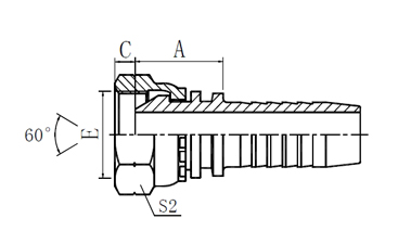      G螺紋內絲60°外錐面接頭 （材質：SS304）  型號 螺紋E 軟管內徑 HOSE BORE 尺寸DIMENSIONS  PART NO THREAD E 公稱內徑DN 標號DASH A C S1  F0-226S-02-03 G1/8"X28 5 03 15 5.5 14  F0-226S-02-03 G1/8"X28 6 04 15 5.5 14  F0-226S-04-03 G1/4"X19 5 04 17 5.5 19  F0-226S-04-04 G1/4"X19 6 04 18 5.5 19  F0-226S-04-05 G1/4"X19 8 05 18 5.5 19  F0-226S-04-06 G1/4"X19 10 06 18 5.5 19  F0-226S-06-04 G3/8"X19 6 04 19 6.3 22  F0-226S-06-05 G3/8"X19 8 05 19 6.3 22  F0-226S-06-06 G3/8"X19 10 06 19.5 6.3 22  F0-226S-06-08 G3/8"X19 12 08 19.5 6.3 22  F0-226S-08-06 G1/2"X14 10 06 21 7.5 27  F0-226S-08-08 G1/2"X14 12 08 21.5 7.5 27  F0-226S-10-08 G5/8"X14 12 08 22 9.5 30  F0-226S-10-10 G5/8"X14 16 10 23.5 9.5 30  F0-226S-12-08 G3/4"X14 12 08 22 10.9 32  F0-226S-12-10 G3/4"X14 16 10 24 10.9 32  F0-226S-12-12 G3/4"X14 20 12 24 10.9 32  F0-226S-16-12 G1"X11 20 12 24 11.7 40    產品：內絲60°外錐面接頭 G螺紋  品牌：RIGFLEX 工業接頭 低壓接頭  簡介：RIGFLEX內絲60°外錐面接頭，英制直管G螺紋接頭，廣泛用于、海洋、石油、化工、港口、礦山、汽車、農業、航天工程，工業建設，城市建設等連接領域。