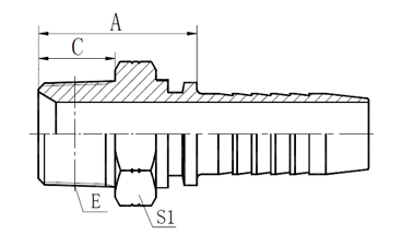      BSPT 外絲接頭  型號(hào) 螺紋E 軟管內(nèi)徑 HOSE BORE 尺寸DIMENSIONS  PART NO THREAD E 公稱內(nèi)徑DN 標(biāo)號(hào)DASH A C S1  F0-130-02-03 R1/8"X28 5 03 22 10 12  F0-130-02-04 R1/8"X28 6 04 22.5 10 12  F0-130-04-04 R1/4"X19 6 04 27 14.5 14  F0-130-04-05 R1/4"X19 8 05 25 15.4 14  F0-130-04-06 R1/4"X19 10 06 27 14.5 17  F0-130-06-04 R3/8"X19 6 04 27.5 15 17  F0-130-06-05 R3/8"X19 8 05 26.5 15 17  F0-130-06-06 R3/8"X19 10 06 27.5 15 17  F0-130-06-08 R3/8"X19 12 08 30 15 19  F0-130-08-06 R1/2"X14 10 06 34.5 20 22  F0-130-08-08 R1/2"X14 12 08 35 20 22  F0-130-08-10 R1/2"X14 6 10 38 20 22  F0-130-08-12 R1/2"X14 20 12 38 20 27  F0-130-12-08 R3/4"X14 12 08 37 20 27  F0-130-12-10 R3/4"X14 16 10 38 20 27  F0-130-12-12 R3/4"X14 20 12 38.5 20 27  F0-130-12-16 R3/4"X14 25 16 39.5 20 32  F0-130-16-12 R1"X11 20 12 44 25.5 36  F0-130-16-16 R1"X11 25 16 45 25.5 36  F0-130-20-20 R1.1/4"X14 32 20 49.5 26.5 46  F0-130-24-24 R1.1/4"X14 40 24 51.5 26.5 50  F0-130-32-24 R1.1/2"X14 40 24 57 30 65  F0-130-32-32 R2"X14 50 32 57 30 65  注：如需SS304材質(zhì)型號(hào)為F0-130S-**-** , 材質(zhì)可選 S：SS304 SS：SS316 C：碳鋼        NPT外絲接頭  型號(hào) 螺紋E 軟管內(nèi)徑 HOSE BORE 尺寸DIMENSIONS  PART NO THREAD E 公稱內(nèi)徑DN 標(biāo)號(hào)DASH A C S1  F0-156S-02-03 Z1/8"X27 5 03 22.5 10.5 12  F0-156S-02-04 Z1/8"X27 6 04 22.5 10.5 12  F0-156S-04-03 Z1/4"X18 5 03 27.5 15 17  F0-156S-04-04 Z1/4"X18 6 04 28 15 17  F0-156S-04-05 Z1/4"X18 8 05 28 15 17  F0-156S-04-06 Z1/4"X18 10 06 27 15 17  F0-156S-06-04 Z3/8"X18 6 04 28 16 19  F0-156S-06-05 Z3/8"X18 8 05 28 16 19  F0-156S-06-06 Z3/8"X18 10 06 30 16 19  F0-156S-06-08 Z3/8"X18 12 08 30.5 16 19  F0-156S-08-06 Z1/2"X14 10 06 34.5 19.5 22  F0-156S-08-08 Z1/2"X14 12 08 34.5 19.5 22  F0-156S-08-10 Z1/2"X14 16 10 36 19.5 22  F0-156S-12-08 Z3/4"X14 12 08 37.5 19.5 27  F0-156S-12-10 Z3/4"X14 16 10 38 19.5 27  F0-156S-12-12 Z3/4"X14 20 12 38.5 19.5 27  F0-156S-12-16 Z3/4"X14 25 16 39.5 19.5 32  F0-156S-16-10 Z1"X11.5 16 10 45 25.5 36  F0-156S-16-12 Z1"X11.5 20 12 45 25.5 36  F0-156S-16-16 Z1"X11.5 25 16 44.5 25.5 36  F0-156S-20-16 Z1.14"X11.5 25 16 49.5 26.5 46  F0-156S-20-20 Z1.14"X11.5 32 20 49 26.5 46  F0-156S-24-24 Z1.12"X11.5 40 24 51 27.5 50  F0-156S-32-32 Z2"X11.5 50 32 55 27.5 65  注：如需SS316材質(zhì)編碼為F0-156SS-xx-xx , 材質(zhì)可選 S：SS304 SS：SS316 C：碳鋼        G螺紋外絲接頭  型號(hào) 螺紋E 軟管內(nèi)徑 HOSE BORE 尺寸DIMENSIONS  PART NO THREAD E 公稱內(nèi)徑DN 標(biāo)號(hào)DASH A C S1  F0-126S-02-03 G1/8"X28 5 03 22 10 12  F0-126S-04-04 G1/4"X19 6 04 24.5 12 14  F0-126S-06-05 G3/8"X19 8 05 26 13.5 17  F0-126S-06-06 G3/8"X19 10 06 27.5 13.5 17  F0-126S-06-08 G3/8"X19 12 08 26.5 16 19  F0-126S-08-06 G1/2"X14 10 06 30.5 16 22  F0-126S-08-08 G1/2"X14 12 08 31 17.5 22  F0-126S-10-08 G5/8"X14 12 08 32.5 17.5 24  F0-126S-10-10 G5/8"X14 16 10 33.5 18.5 24  F0-126S-12-08 G3/4"X14 12 08 35.5 18.5 27  F0-126S-12-10 G3/4"X14 16 10 37 18.5 27  F0-126S-12-12 G3/4"X14 20 12 36.5 20.5 27  F0-126S-16-12 G1"X11 20 12 40.5 20.5 36  F0-126S-16-16 G1"X11 25 16 41.5 20.5 36  F0-126S-20-16 G1.1/4"X11 25 16 43.5 20.5 46  F0-126S-20-20 G1.1/4"X11 32 20 44.5 20.5 46  F0-126S-24-20 G1.1/2"X11 32 20 49 23 50  F0-126S-24-24 G1.1/2"X11 40 24 46 23 50  F0-126S-32-32 G2"X11 50 32 53.5 25.5 65  注：如需SS316材質(zhì)編碼為F0-126SS-xx-xx , 材質(zhì)可選 S：SS304 SS：SS316 C：碳鋼    產(chǎn)品：外絲接頭  品牌：RIGFLEX 工業(yè)接頭 低壓接頭  簡介：RIGFLEX外絲接頭，廣泛用于海洋、石油、化工、港口、礦山、汽車、農(nóng)業(yè)、航天工程，工業(yè)建設(shè)，城市建設(shè)等連接領(lǐng)域。