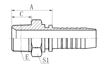     BSPT 外絲接頭  型號(hào) 螺紋E 軟管內(nèi)徑 HOSE BORE 尺寸DIMENSIONS  PART NO THREAD E 公稱內(nèi)徑DN 標(biāo)號(hào)DASH A C S1  F0-130-02-03 R1/8"X28 5 03 22 10 12  F0-130-02-04 R1/8"X28 6 04 22.5 10 12  F0-130-04-04 R1/4"X19 6 04 27 14.5 14  F0-130-04-05 R1/4"X19 8 05 25 15.4 14  F0-130-04-06 R1/4"X19 10 06 27 14.5 17  F0-130-06-04 R3/8"X19 6 04 27.5 15 17  F0-130-06-05 R3/8"X19 8 05 26.5 15 17  F0-130-06-06 R3/8"X19 10 06 27.5 15 17  F0-130-06-08 R3/8"X19 12 08 30 15 19  F0-130-08-06 R1/2"X14 10 06 34.5 20 22  F0-130-08-08 R1/2"X14 12 08 35 20 22  F0-130-08-10 R1/2"X14 6 10 38 20 22  F0-130-08-12 R1/2"X14 20 12 38 20 27  F0-130-12-08 R3/4"X14 12 08 37 20 27  F0-130-12-10 R3/4"X14 16 10 38 20 27  F0-130-12-12 R3/4"X14 20 12 38.5 20 27  F0-130-12-16 R3/4"X14 25 16 39.5 20 32  F0-130-16-12 R1"X11 20 12 44 25.5 36  F0-130-16-16 R1"X11 25 16 45 25.5 36  F0-130-20-20 R1.1/4"X14 32 20 49.5 26.5 46  F0-130-24-24 R1.1/4"X14 40 24 51.5 26.5 50  F0-130-32-24 R1.1/2"X14 40 24 57 30 65  F0-130-32-32 R2"X14 50 32 57 30 65  注：如需SS304材質(zhì)型號(hào)為F0-130S-**-** , 材質(zhì)可選 S：SS304 SS：SS316 C：碳鋼        NPT外絲接頭  型號(hào) 螺紋E 軟管內(nèi)徑 HOSE BORE 尺寸DIMENSIONS  PART NO THREAD E 公稱內(nèi)徑DN 標(biāo)號(hào)DASH A C S1  F0-156S-02-03 Z1/8"X27 5 03 22.5 10.5 12  F0-156S-02-04 Z1/8"X27 6 04 22.5 10.5 12  F0-156S-04-03 Z1/4"X18 5 03 27.5 15 17  F0-156S-04-04 Z1/4"X18 6 04 28 15 17  F0-156S-04-05 Z1/4"X18 8 05 28 15 17  F0-156S-04-06 Z1/4"X18 10 06 27 15 17  F0-156S-06-04 Z3/8"X18 6 04 28 16 19  F0-156S-06-05 Z3/8"X18 8 05 28 16 19  F0-156S-06-06 Z3/8"X18 10 06 30 16 19  F0-156S-06-08 Z3/8"X18 12 08 30.5 16 19  F0-156S-08-06 Z1/2"X14 10 06 34.5 19.5 22  F0-156S-08-08 Z1/2"X14 12 08 34.5 19.5 22  F0-156S-08-10 Z1/2"X14 16 10 36 19.5 22  F0-156S-12-08 Z3/4"X14 12 08 37.5 19.5 27  F0-156S-12-10 Z3/4"X14 16 10 38 19.5 27  F0-156S-12-12 Z3/4"X14 20 12 38.5 19.5 27  F0-156S-12-16 Z3/4"X14 25 16 39.5 19.5 32  F0-156S-16-10 Z1"X11.5 16 10 45 25.5 36  F0-156S-16-12 Z1"X11.5 20 12 45 25.5 36  F0-156S-16-16 Z1"X11.5 25 16 44.5 25.5 36  F0-156S-20-16 Z1.14"X11.5 25 16 49.5 26.5 46  F0-156S-20-20 Z1.14"X11.5 32 20 49 26.5 46  F0-156S-24-24 Z1.12"X11.5 40 24 51 27.5 50  F0-156S-32-32 Z2"X11.5 50 32 55 27.5 65  注：如需SS316材質(zhì)編碼為F0-156SS-xx-xx , 材質(zhì)可選 S：SS304 SS：SS316 C：碳鋼        G螺紋外絲接頭  型號(hào) 螺紋E 軟管內(nèi)徑 HOSE BORE 尺寸DIMENSIONS  PART NO THREAD E 公稱內(nèi)徑DN 標(biāo)號(hào)DASH A C S1  F0-126S-02-03 G1/8"X28 5 03 22 10 12  F0-126S-04-04 G1/4"X19 6 04 24.5 12 14  F0-126S-06-05 G3/8"X19 8 05 26 13.5 17  F0-126S-06-06 G3/8"X19 10 06 27.5 13.5 17  F0-126S-06-08 G3/8"X19 12 08 26.5 16 19  F0-126S-08-06 G1/2"X14 10 06 30.5 16 22  F0-126S-08-08 G1/2"X14 12 08 31 17.5 22  F0-126S-10-08 G5/8"X14 12 08 32.5 17.5 24  F0-126S-10-10 G5/8"X14 16 10 33.5 18.5 24  F0-126S-12-08 G3/4"X14 12 08 35.5 18.5 27  F0-126S-12-10 G3/4"X14 16 10 37 18.5 27  F0-126S-12-12 G3/4"X14 20 12 36.5 20.5 27  F0-126S-16-12 G1"X11 20 12 40.5 20.5 36  F0-126S-16-16 G1"X11 25 16 41.5 20.5 36  F0-126S-20-16 G1.1/4"X11 25 16 43.5 20.5 46  F0-126S-20-20 G1.1/4"X11 32 20 44.5 20.5 46  F0-126S-24-20 G1.1/2"X11 32 20 49 23 50  F0-126S-24-24 G1.1/2"X11 40 24 46 23 50  F0-126S-32-32 G2"X11 50 32 53.5 25.5 65  注：如需SS316材質(zhì)編碼為F0-126SS-xx-xx , 材質(zhì)可選 S：SS304 SS：SS316 C：碳鋼    產(chǎn)品：外絲接頭  品牌：RIGFLEX 工業(yè)接頭 低壓接頭  簡介：RIGFLEX外絲接頭，廣泛用于海洋、石油、化工、港口、礦山、汽車、農(nóng)業(yè)、航天工程，工業(yè)建設(shè)，城市建設(shè)等連接領(lǐng)域。